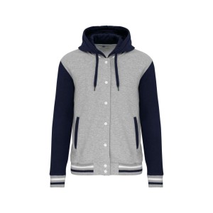 Kariban Uniszex kapucnis pul�ver, Oxford Grey/Navy/White